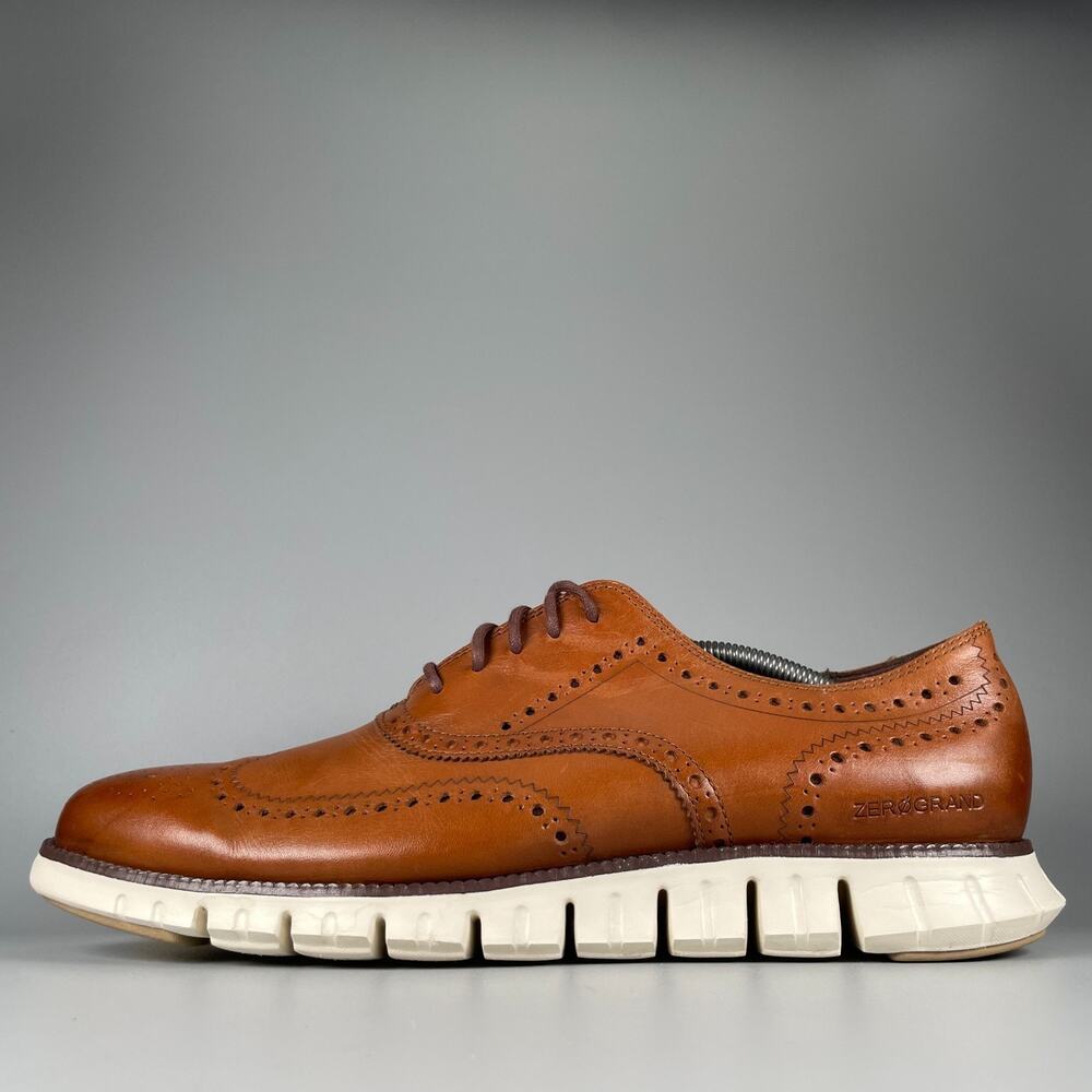 Cole Haan Zerogrand Men's Size 12 M Oxford Brown Leather Casual Dress Shoes EUC